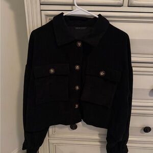 SHEIN Black Utility Corduroy Jacket